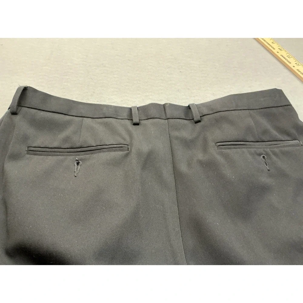 J. Ferrar Dress Pants Mens 38x32 Black Flat Front Straight‎ Leg Business Formal